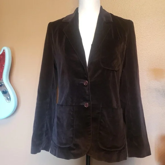 Women's College Town Vintage Brown Velvet Blazer - Picture 1 of 5